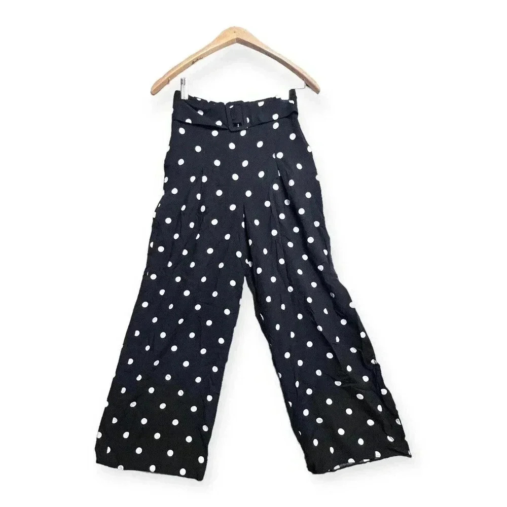 Urban Outfitters Womens High Waist Wide Leg Polka Dot Pants Sz S 50S‎ Pin Up Bw